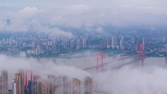 中国武汉两江四岸城市地标风光