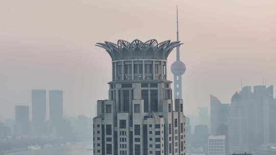 上海城市风光航拍  陆家嘴清晨视频素材模板下载