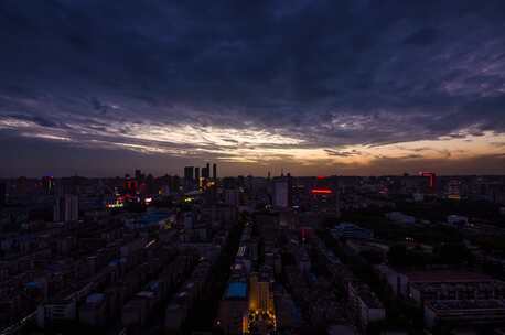 郑州市城市日落延时摄影