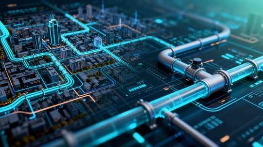 科技感城市网络线路素材