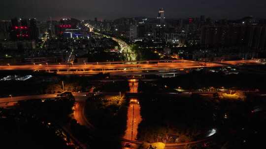 深圳南山区高速公路夜景航拍