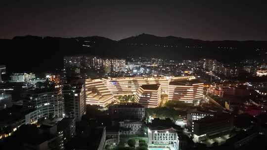 福建厦门大学艺术学院夜景航拍