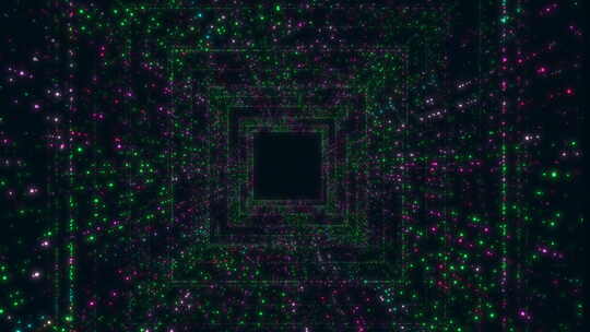 运动图形4K飞入数字技术隧道的无缝循环。