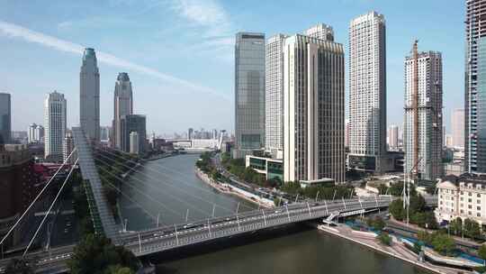 天津海河风景线城市建筑风光航拍