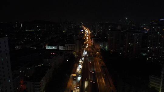 航拍山东青岛夜景风景