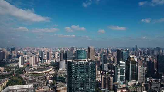 成都市中心地标天府广场航拍视频素材