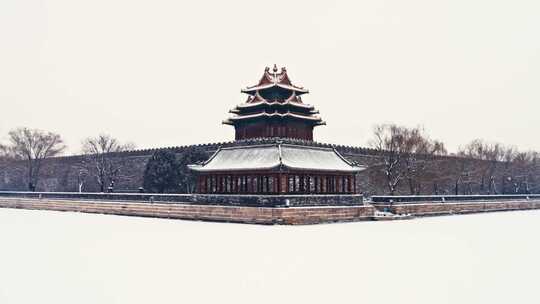 北京故宫角楼初雪