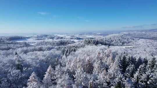 航拍冬天美丽的雾凇立冬大雪小雪大寒小寒