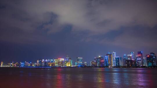 杭州城市阳台夜景延时风景