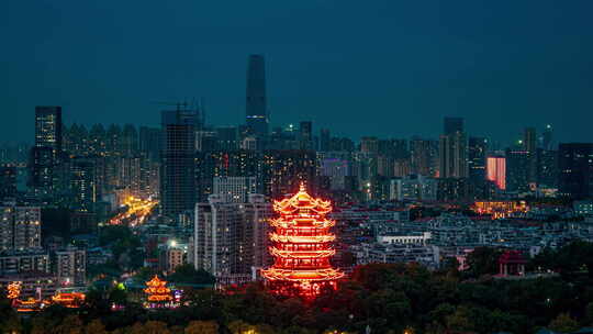 湖北武汉武昌区黄鹤楼灯光秀夜景