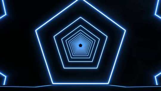 蓝色霓虹六边形隧道背景