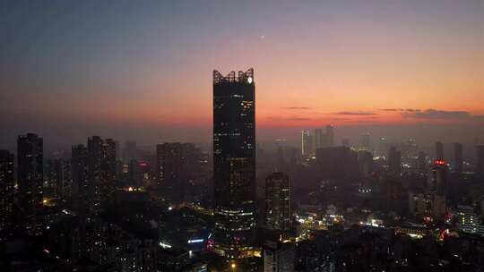 航拍福州城市夜景