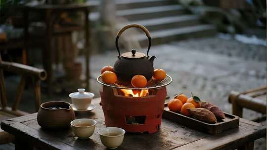 冬至围炉煮茶温暖治愈慢生活视频