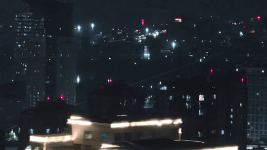 长焦航拍城市夜景