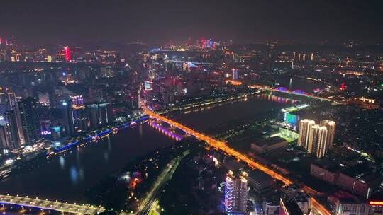 广西南宁城市夜景航拍