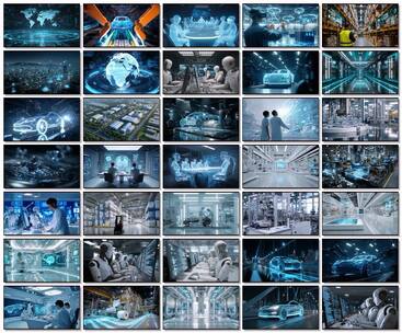 科技未来汽车工厂Ai机器人实验室高清在线视频素材下载