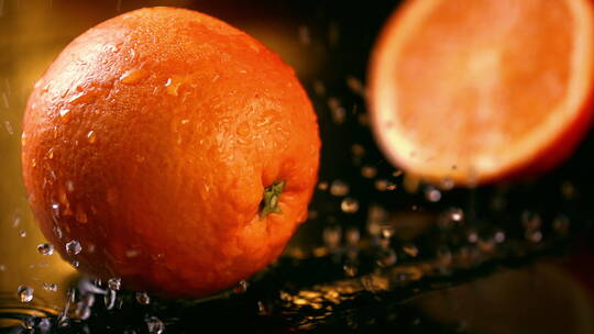 橙子泼水广告素材