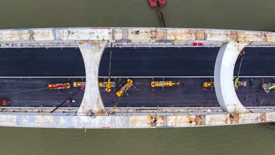 南昌复兴大桥建设工程作业航拍延时视频素材模板下载