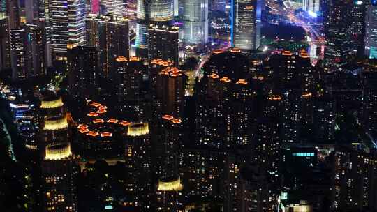 航拍上海外滩黄浦江陆家嘴城市夜景