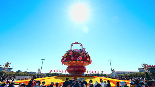 天安门广场花篮推镜头