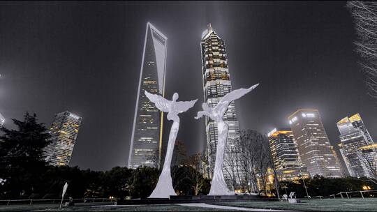 上海浦东陆家嘴中心绿地公园夜景