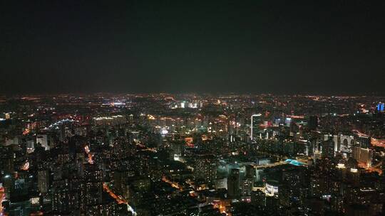 浦西静安区夜景航拍风光