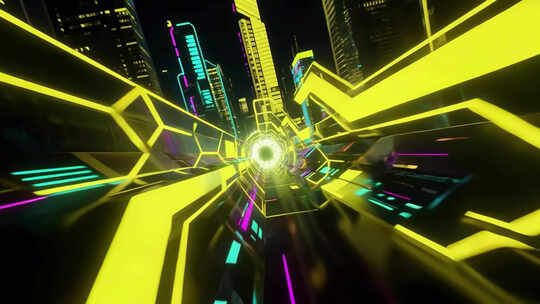 赛博朋克城市穿梭之旅背景视频