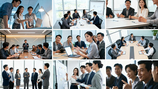 商务团队会议讨论 职场精英办公协作