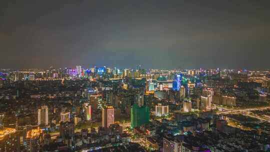 浙江杭州城市夜景移动延时航拍