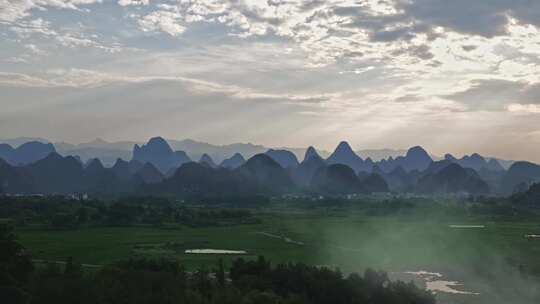 山村田园山水风光全景