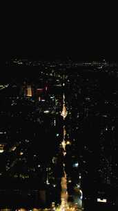 江苏南京城市夜景竖屏航拍
