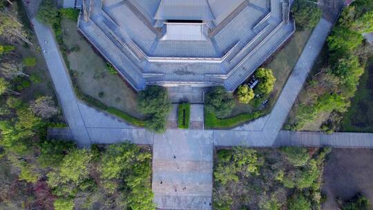 南宁五象湖公园五象塔中式传统建筑航拍