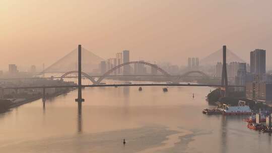 中国广东省广州市番禺大桥视频素材模板下载