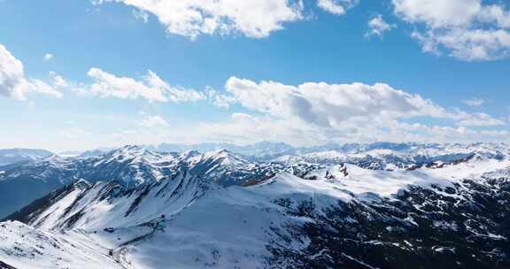 航拍四川夹金山自然风光冬天雪景