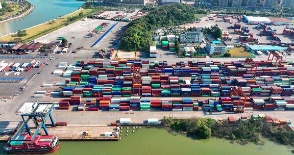 广州三支香水道货运船和东沙港航拍最新