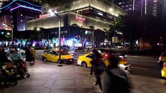 台湾台北城市交通夜景延时摄影