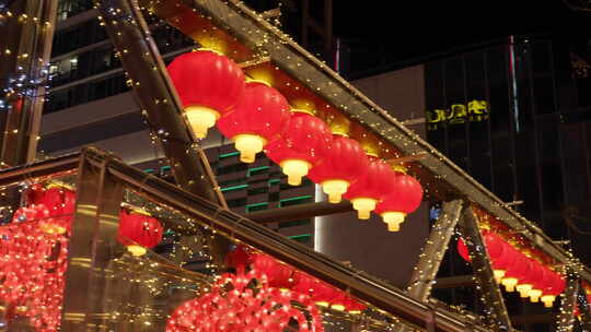 新年灯笼装饰过年春节喜庆氛围夜景