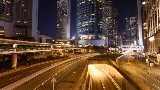 中国香港交通城市之夜