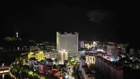 福建三明泰宁县城夜景灯光航拍