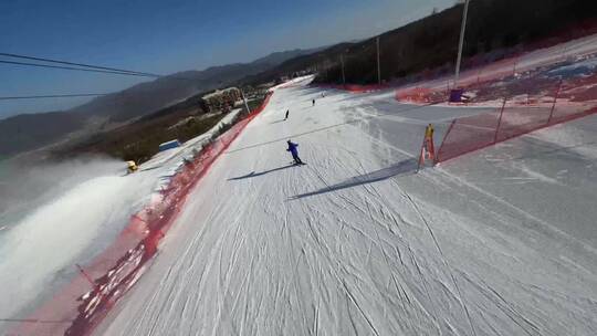 鳌山滑雪场滑雪极限运动高山滑雪航拍3视频素材模板下载