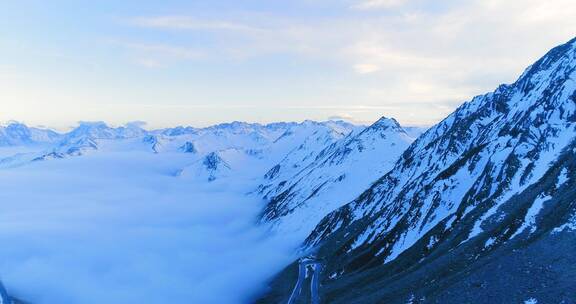 航拍四川巴郎山雪山