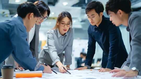 商务团队办公讨论场景