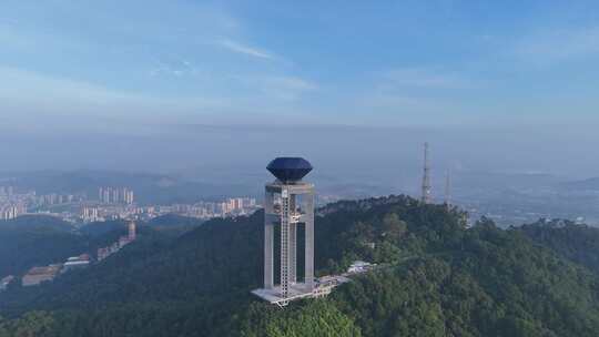 广西梧州白云山景区西江明珠塔航拍