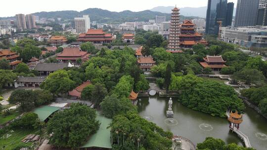 福建福州西禅古寺历史文化古建筑航拍