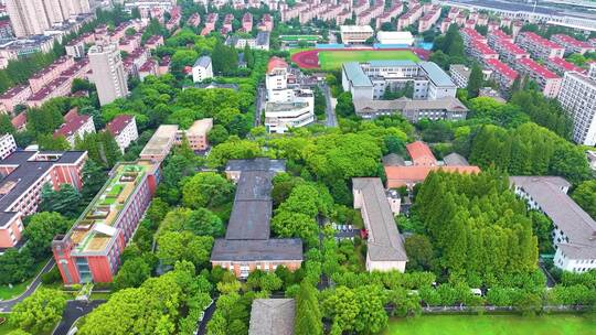 上海市华东理工大学徐汇校区航拍校园风景风