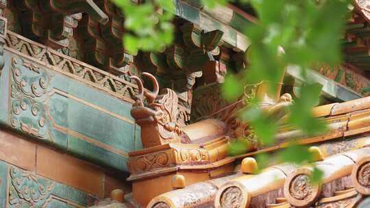 故宫传统古建筑屋檐琉璃瓦视频素材模板下载