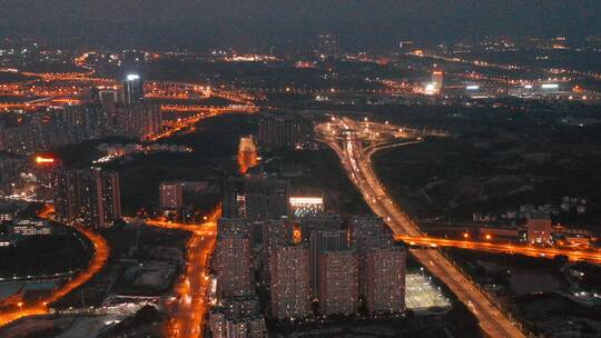 航拍夜晚城市风景