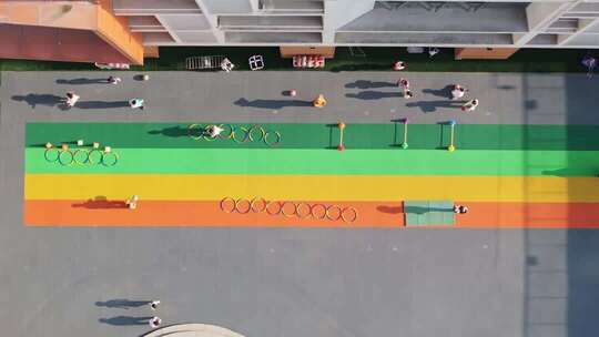 成都高新区一幼儿园户外活动航拍合集