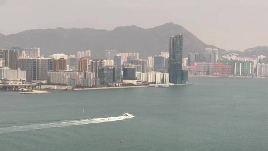远眺香港维多利亚港视频素材模板下载
