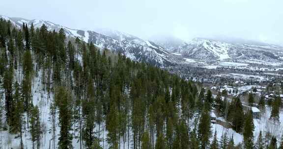 阿斯彭，雪，城镇，山脉